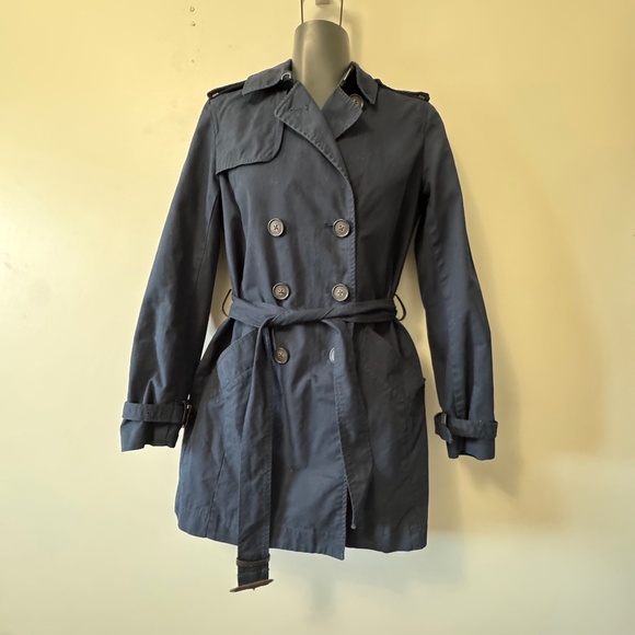 Armani Exchange Navy Trench Coat - Picture 1 of 8